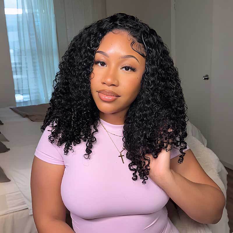 QVR Glueless Half Wig 3 In 1 Twist Curly Human Hair Protective Hairstyle