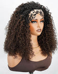QVR Glueless Twist Curly Half Wig Invisible Hairline Ombre 