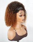 QVR Glueless Twist Curly Half Wig Invisible Hairline Ombre 