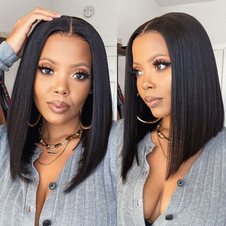 stylish straight bob wigs, beginner friendly 5x5 lace closure 100% human hair bob wigs