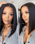 stylish straight bob wigs, beginner friendly 5x5 lace closure 100% human hair bob wigs