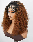 QVR Glueless Twist Curly Half Wig Invisible Hairline Ombre 