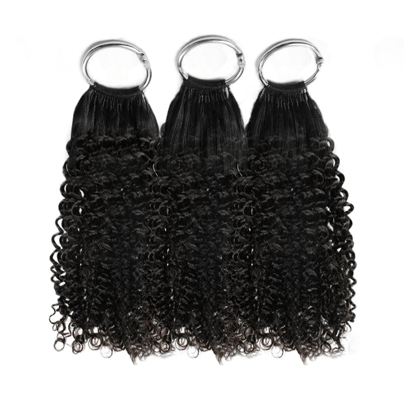 QVR Kinky Curly Crochet Hair Natural Black Machine Made Feather Human Hair Extension