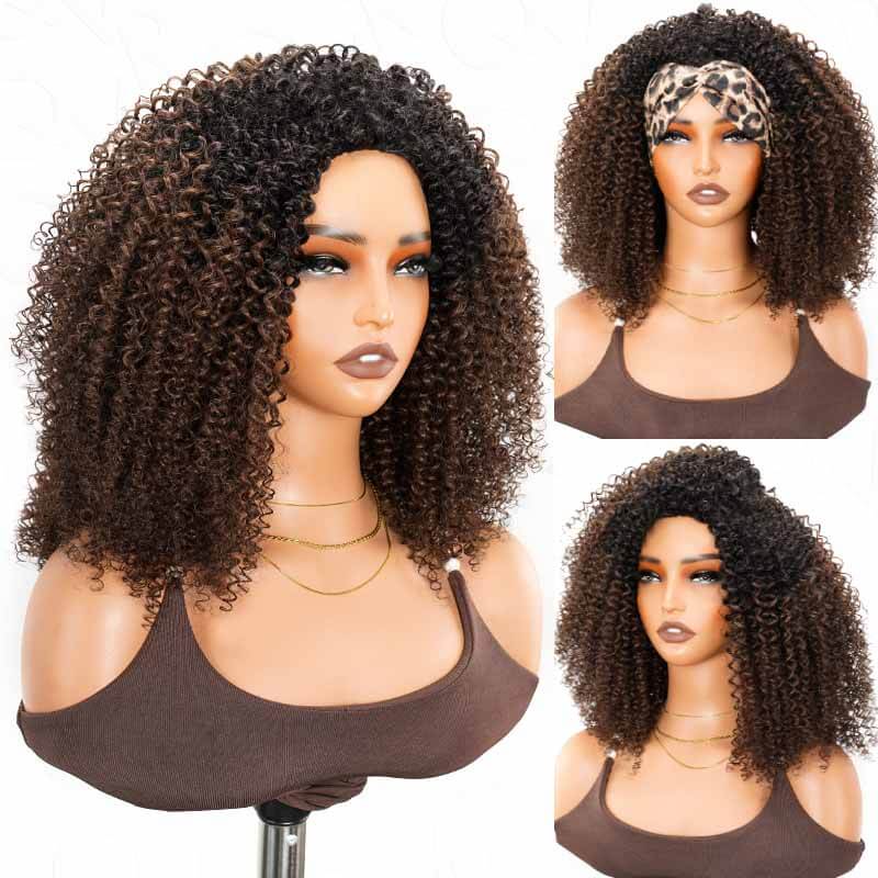 QVR Glueless Half Wig 3 In 1 Kinky Curly Human Hair Protective Hairstyle