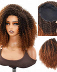 QVR Glueless Kinky Curly Half Wig Invisible Hairline Ombre 