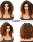QVR Glueless Kinky Curly Half Wig Invisible Hairline Ombre 