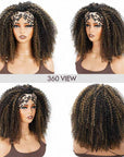 QVR Glueless Kinky Curly Half Wig Invisible Hairline Highlight 