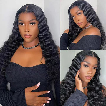 deep wave human hair wigs for natural, smooth texture