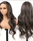 human hair lace wigs with gold sand highlights, perfect for black women