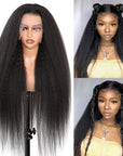 qvr wigs long kinky straight with 13x4 lace front