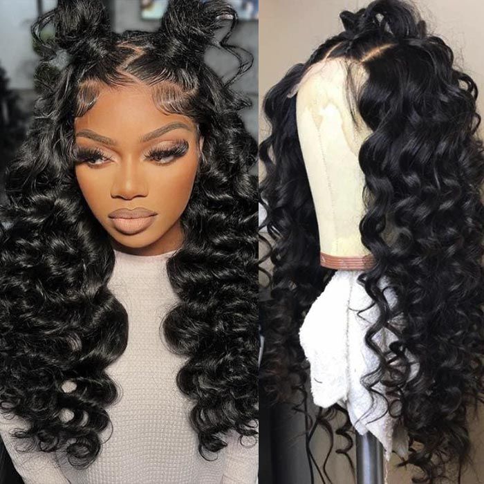 virgin human hair wigs with a natural, bouncy texture, ideal for black women.