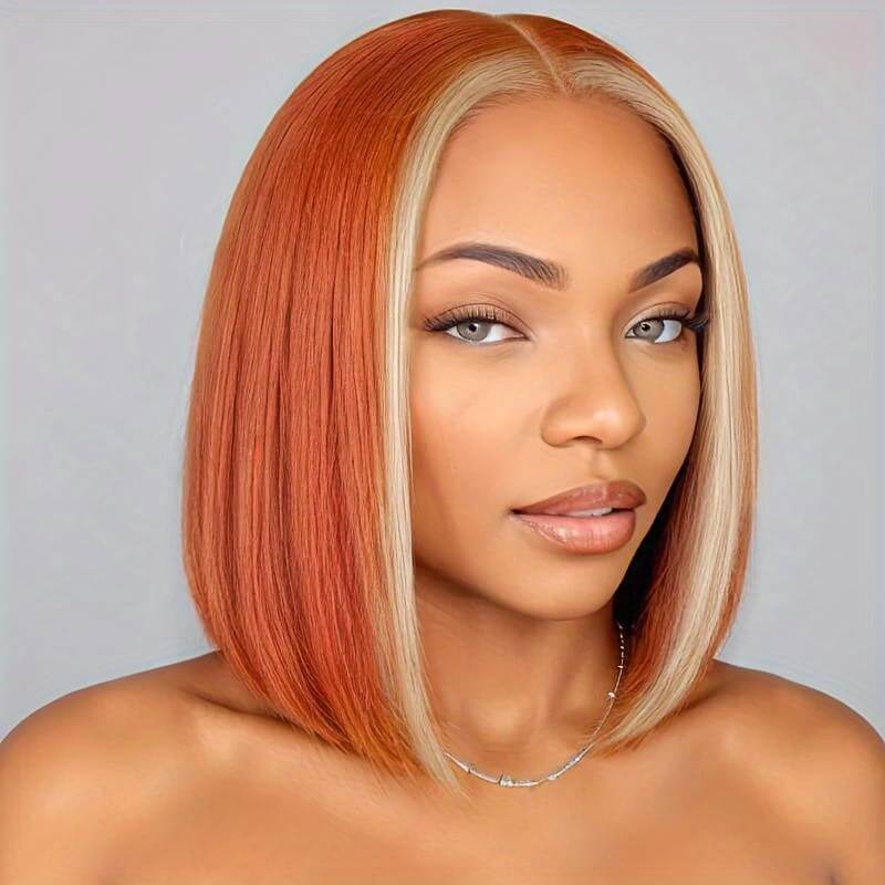human hair wigs ombre orange straight bob for bold black beauty