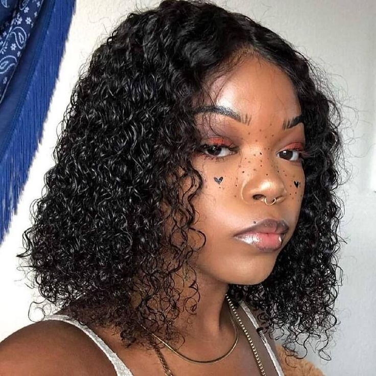 luxurious short bob wigs, curly 4x4 lace closure human hair wigs for black women