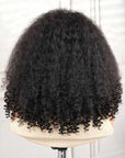 QVR Glueless Kinky Straight Half Wig With Spiral Curl 250% Density Human Hair Wig Natural Black Wear Go Flip Over Wig