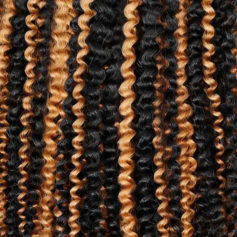 QVR Blonde Highlight Feather Crochet Human Hair 