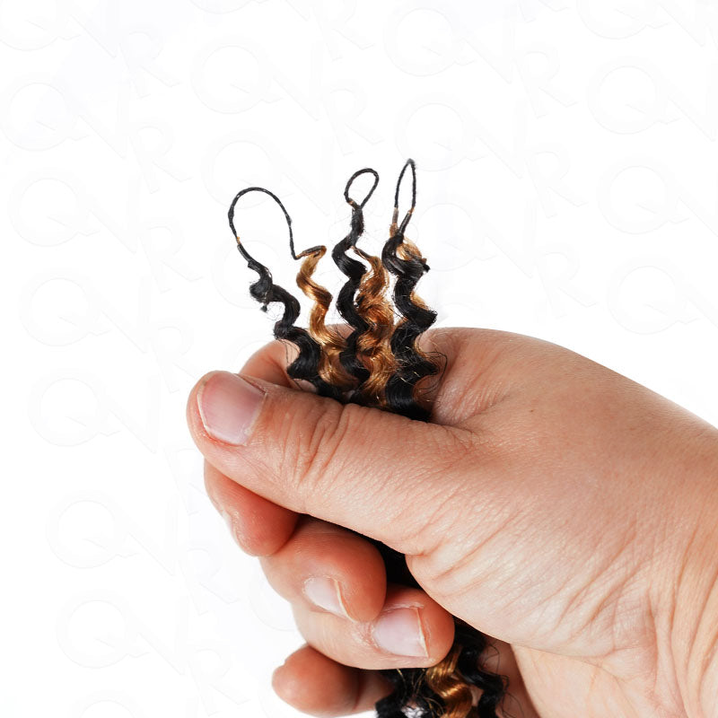 QVR Blonde Highlight Feather Crochet Human Hair 