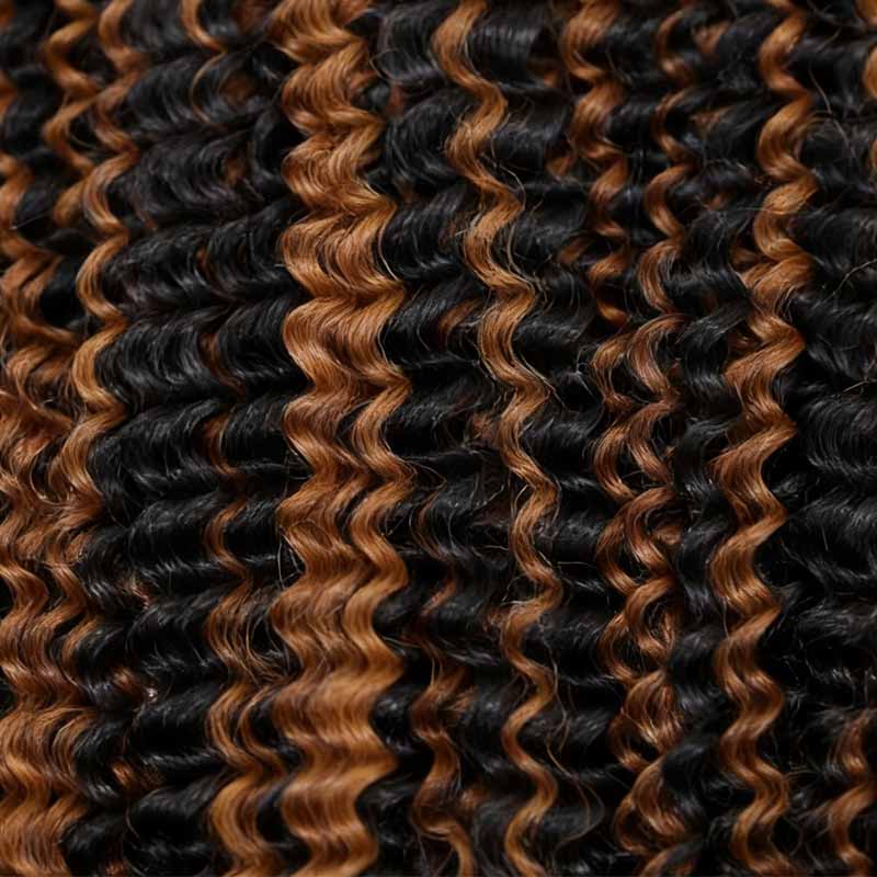 QVR Brown Highlight Feather Crochet Human Hair 