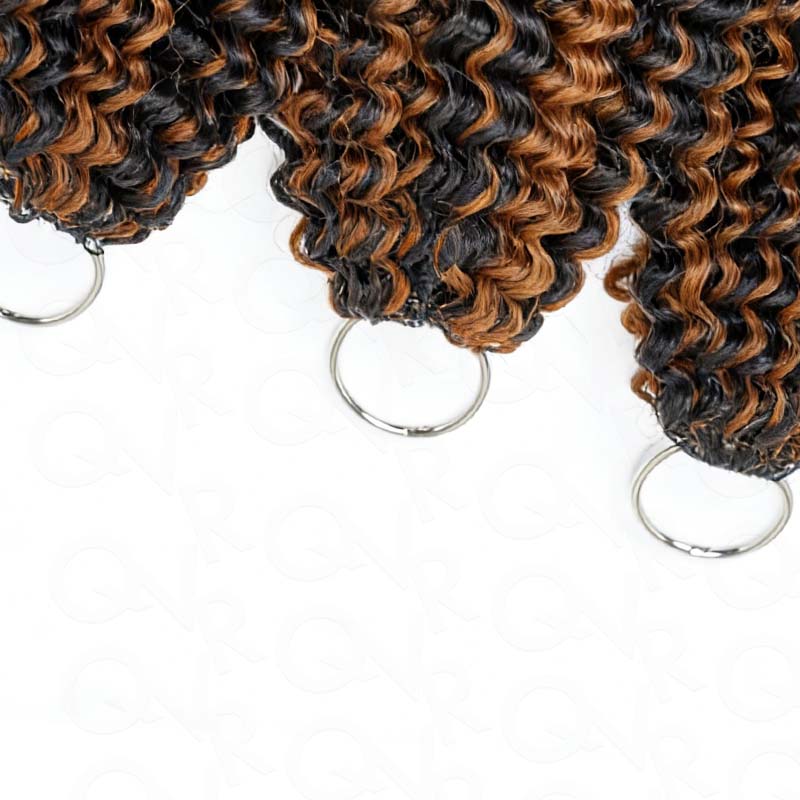 QVR Brown Highlight Feather Crochet Human Hair 