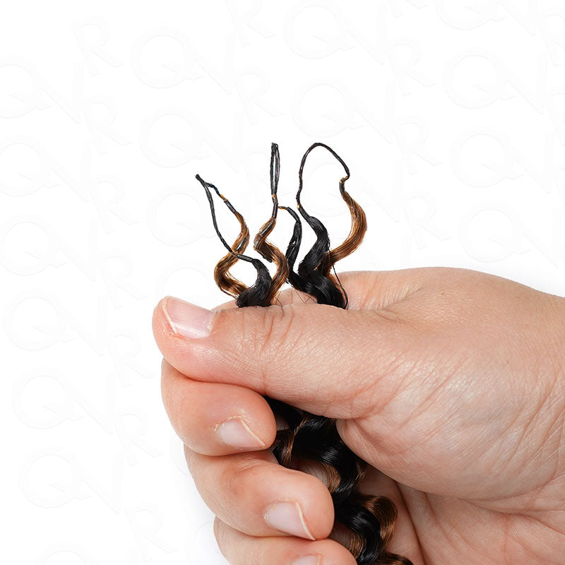 QVR Brown Highlight Feather Crochet Human Hair 