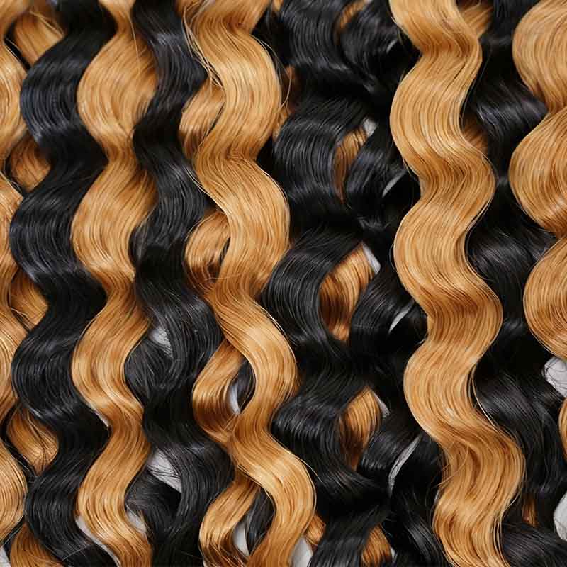 QVR Blonde Highlight Feather Crochet Human Hair 