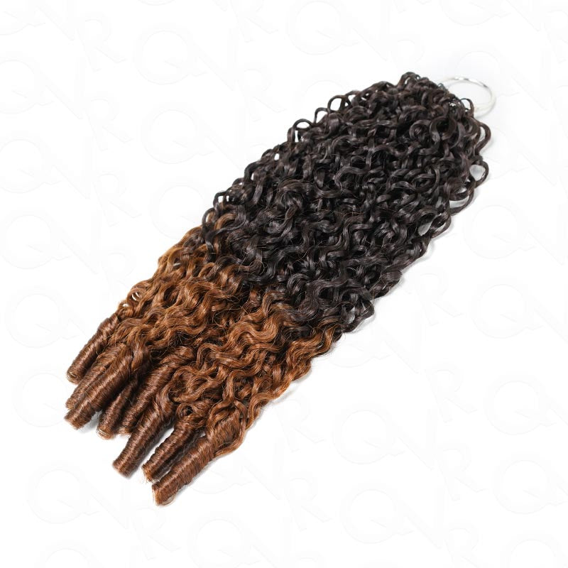 QVR Ombre Brown Feather Crochet Human Hair 