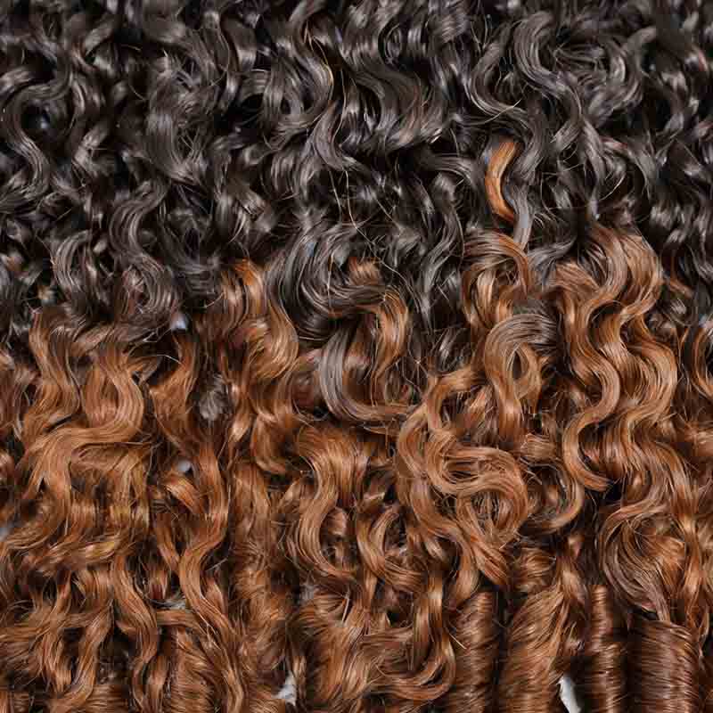 QVR Ombre Brown Feather Crochet Human Hair 