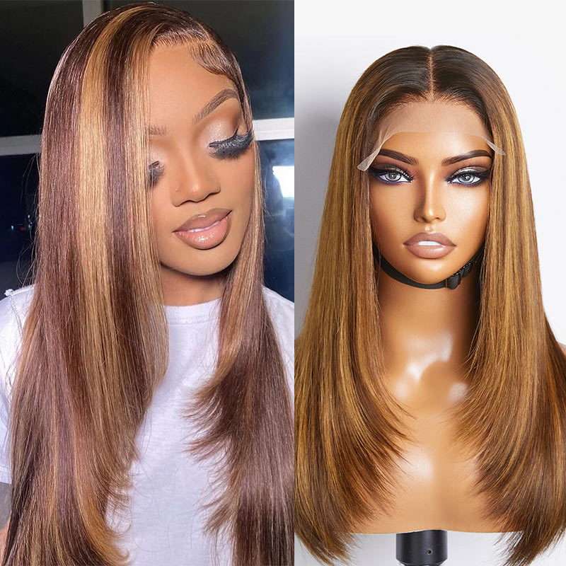 qvr glueless wigs with sleek piano highlight style