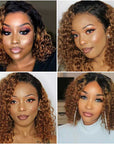 high-quality ombre 1B/30 curly bob wigs, 13x4 lace frontal Brazilian human hair short bob wigs for Black women