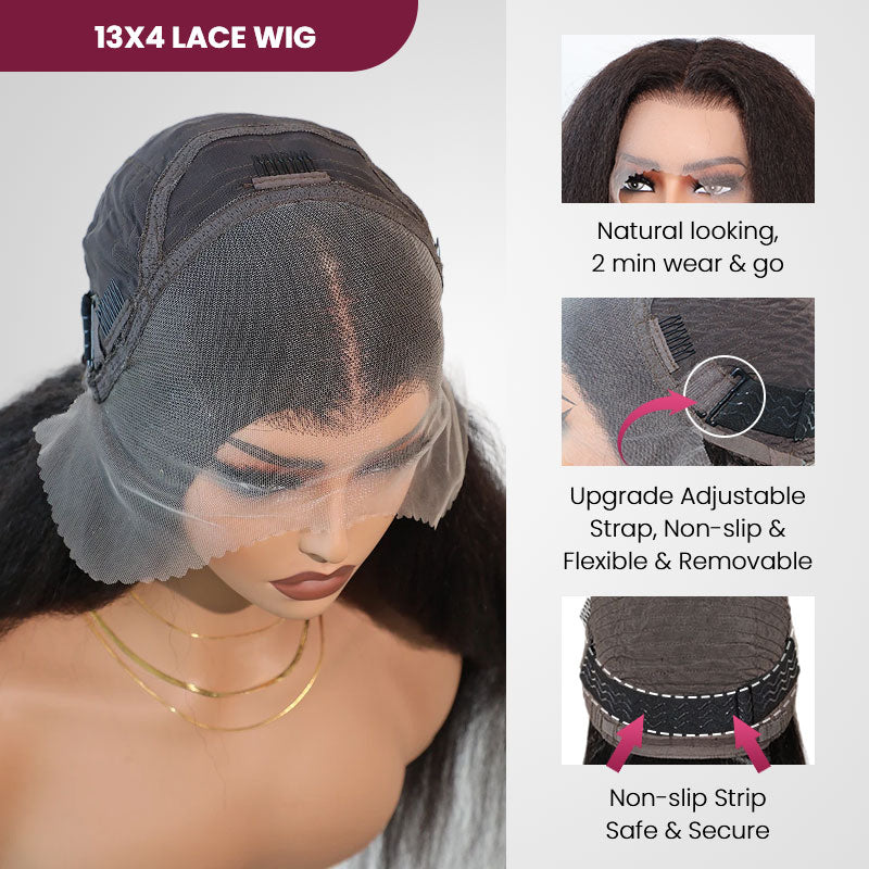 QVR Glueless Curly Edge Kinky Straight 13x4/13x6 Transparent Lace Front Human Hair Wigs