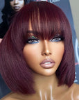 99J colored bob wig, straight human hair, easy machine-made style