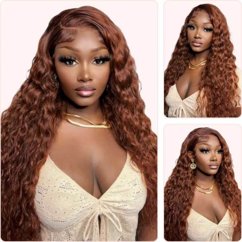 glueless wigs reddish brown color for black women