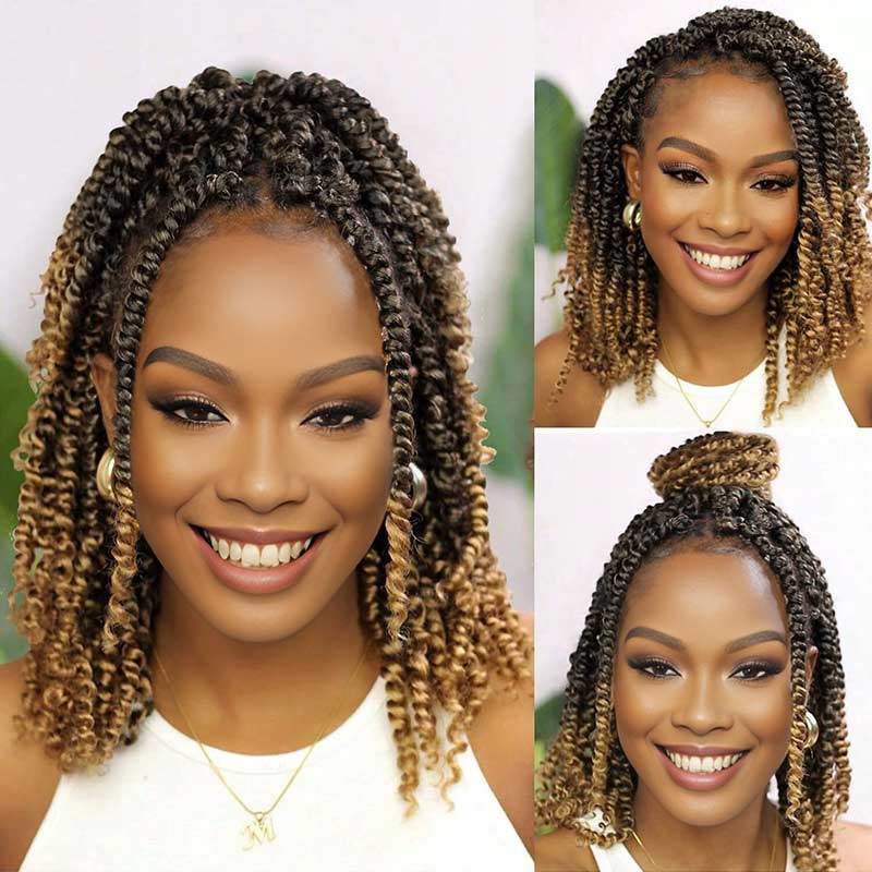 ombre natural black and honey blonde human hair spring twist