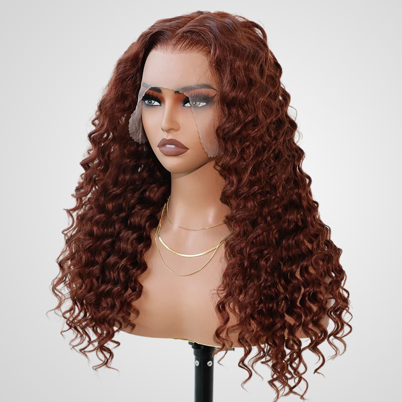 qvr human hair wigs with deep wave texture and natural color