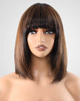 layered bob wigs in natural 1B/30 with soft fringe