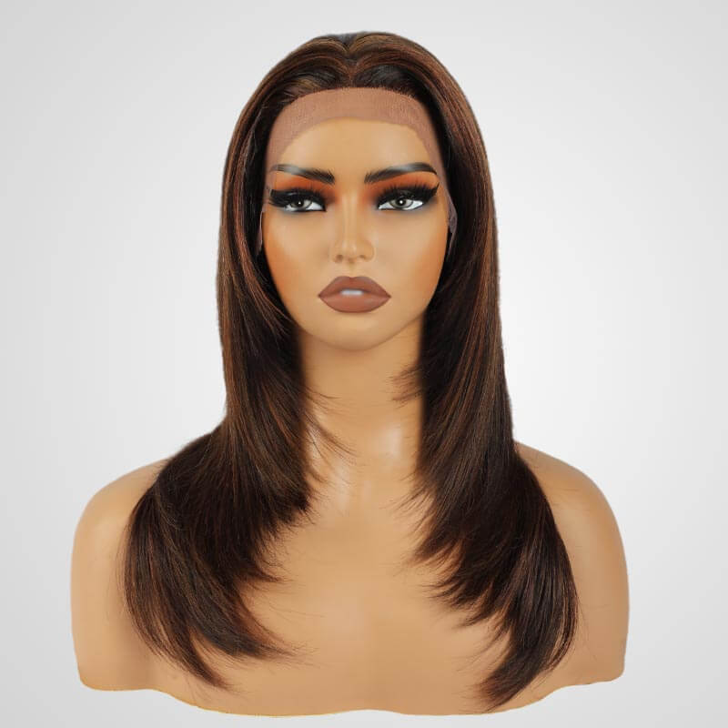 human hair wigs kinky straight with highlights for bold beauty