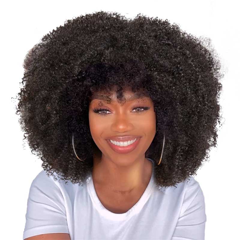qvr glueless wigs, machine-made for a flawless afro curly style.