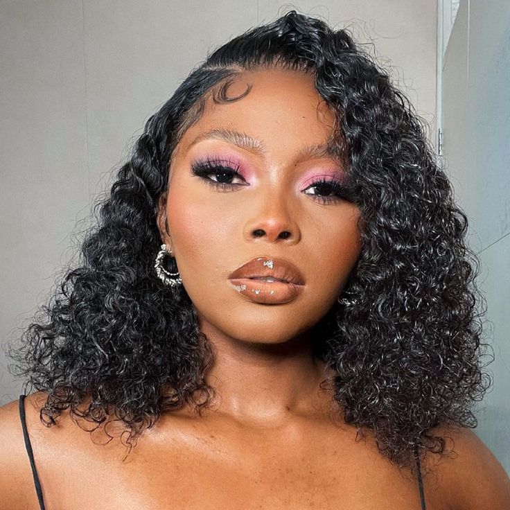 stylish bob wigs for Black women, Brazilian jerry curly short bob L part lace front human hair wigs