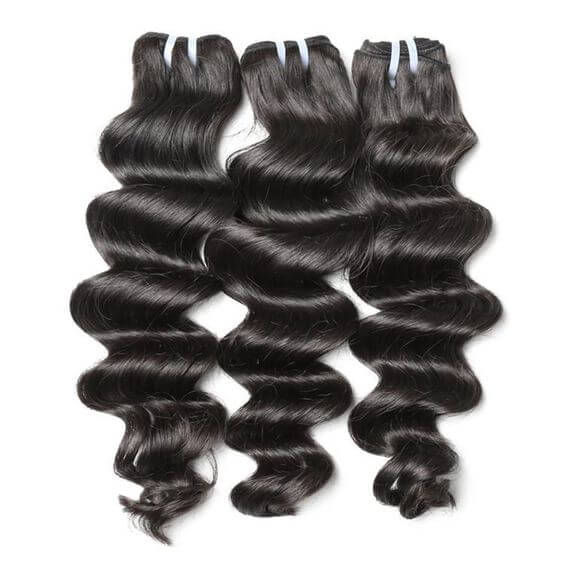 qvr loose deep wave natural black human hair weave 3 bundles