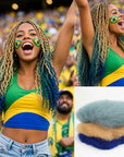 Brazil Flag Colored Kinky Braids Human Hair Pack