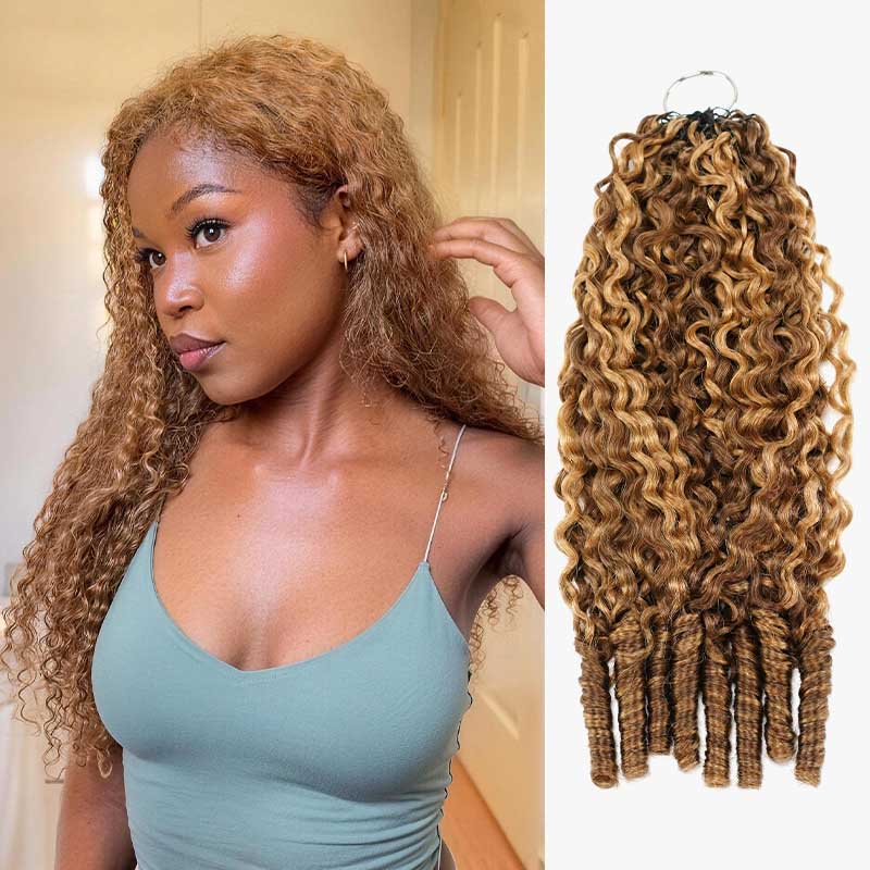 QVR Seamless Burmese Curly Feather Crochet Hair Highlight 