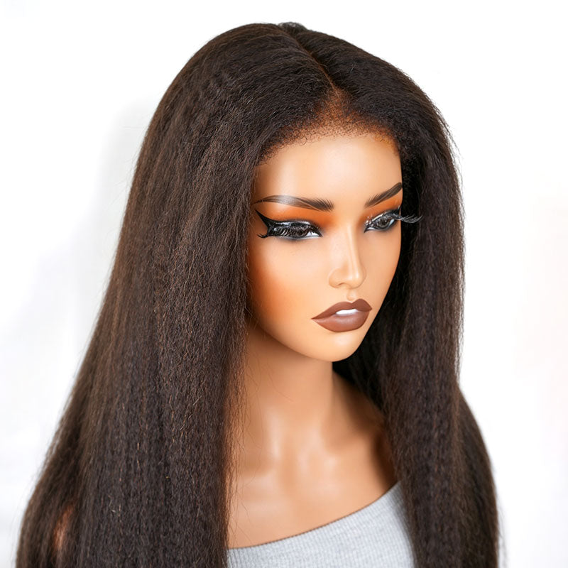QVR 4C Edges Yaki Straight 9x6 Lace Short Bob Wigs Glueless Human Hair Wig