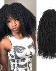 QVR Afro Twist Curly Crochet Hair Natural Black Machine Made Feather Crochet Human Hair Extension