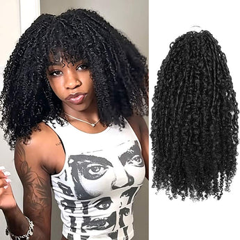 QVR Afro Twist Curly Crochet Hair Natural Black Machine Made Feather Crochet Human Hair Extension