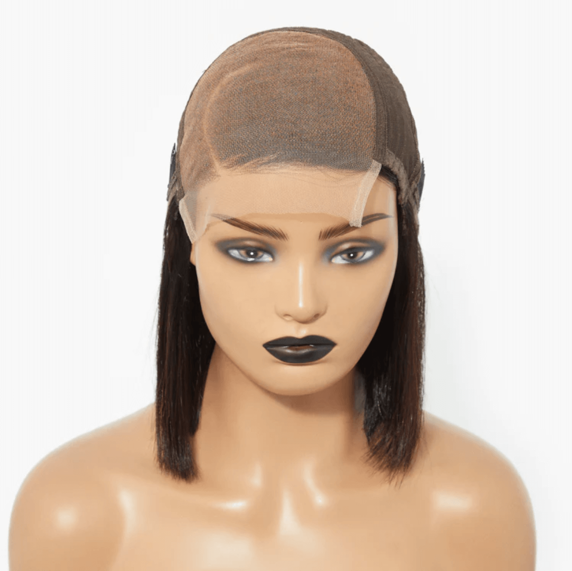 human hair bob wigs with deep side part and elegant layers