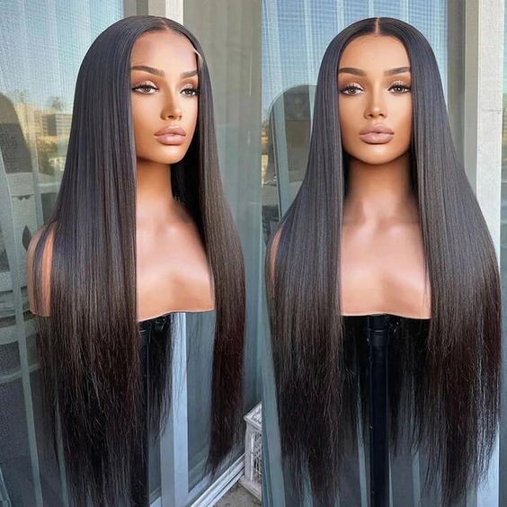 7x5 lace glueless straight wig no glue needed style