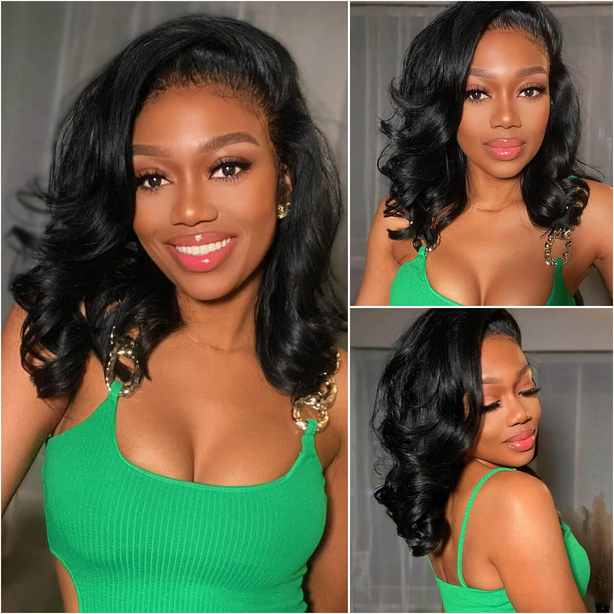 sleek short bob wear and go wig with body wave HD lace closure