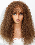glueless lace wigs natural curls with bangs for everyday wear