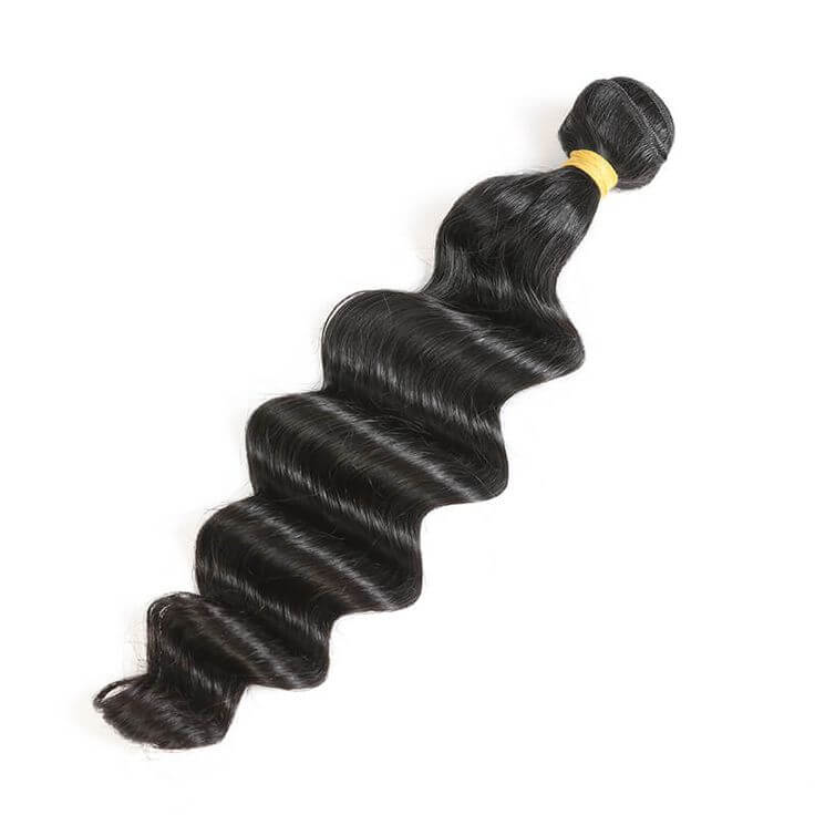 1 bundle loose deep wave natural black human hair weave