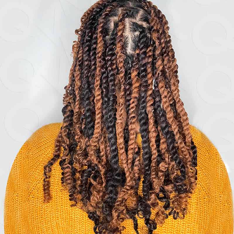 QVR Natural Black+Auburn Brown Two Colors Afro Kinky Bulk Human Hair For Braiding DreadLock