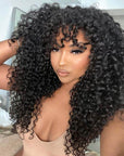 glueless wigs natural black color with soft curly texture for black women